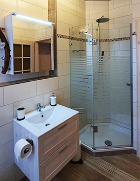 Badezimmer mit Dusche und WC